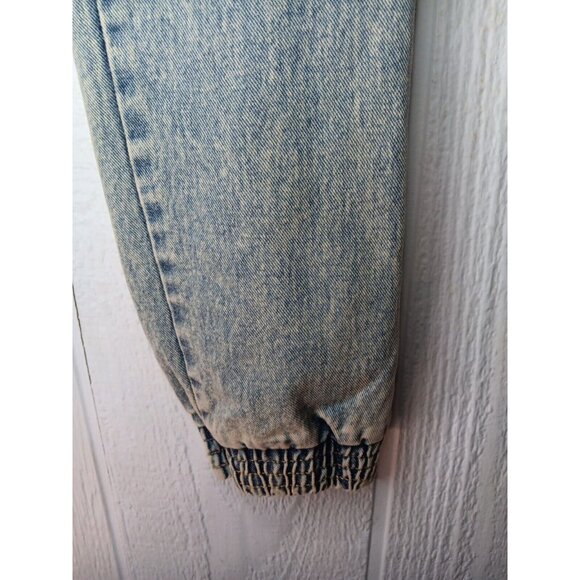 Boohoo Womens Petite 4 Acid Wash Elastic Cuff Jogger Stretchy High Rise Blue NWT - Picture 3 of 7